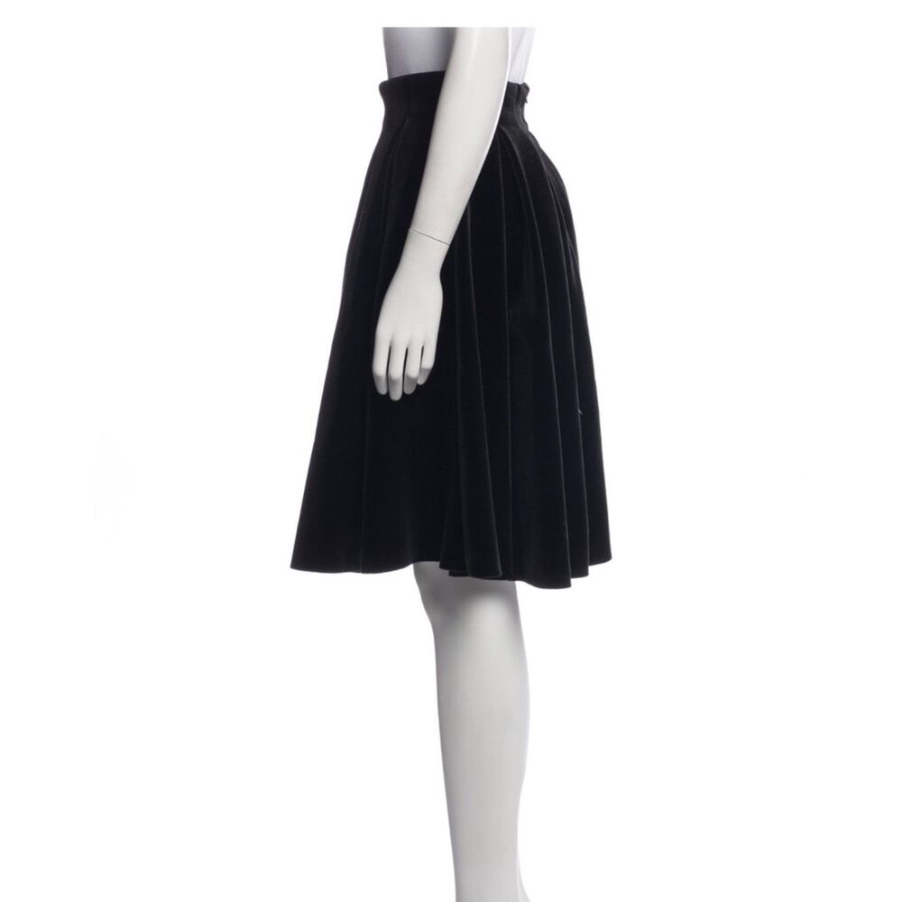 Maje Janice Black Velvet Pleated Flared Skirt Size 34 XS - Picture 6 of 7